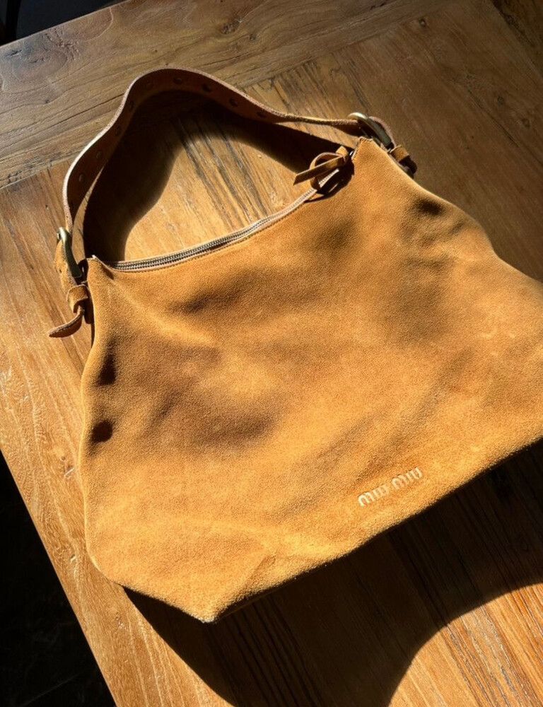 00s miumiu archive suède shoulder bag