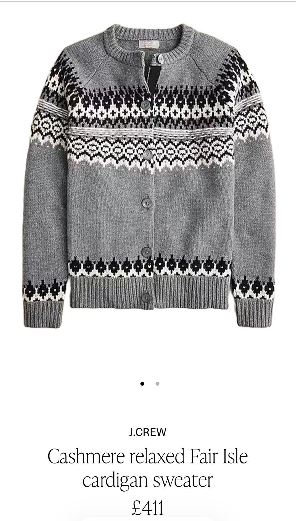 100% Cashmere fair isle cardigan