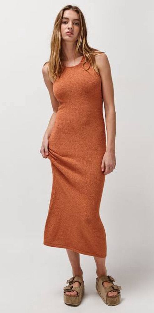 open lace back dress Flowy Dreams Sleeveless Crochet Maxi Dress (Burnt Orange)  NanaMacs