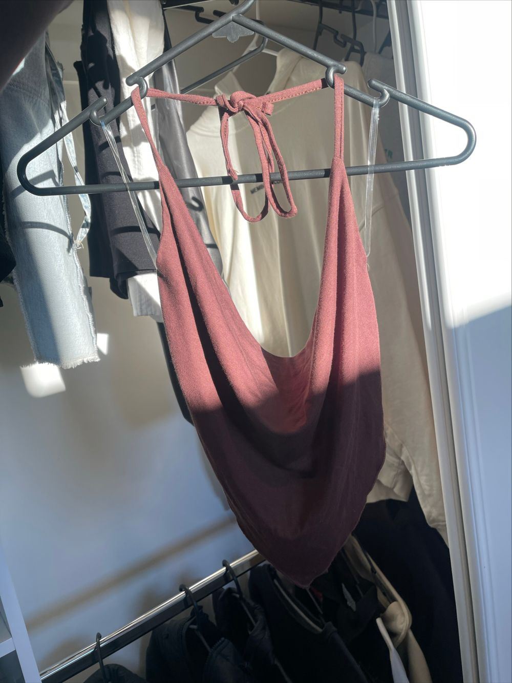 brown cowl Halter Neck Top