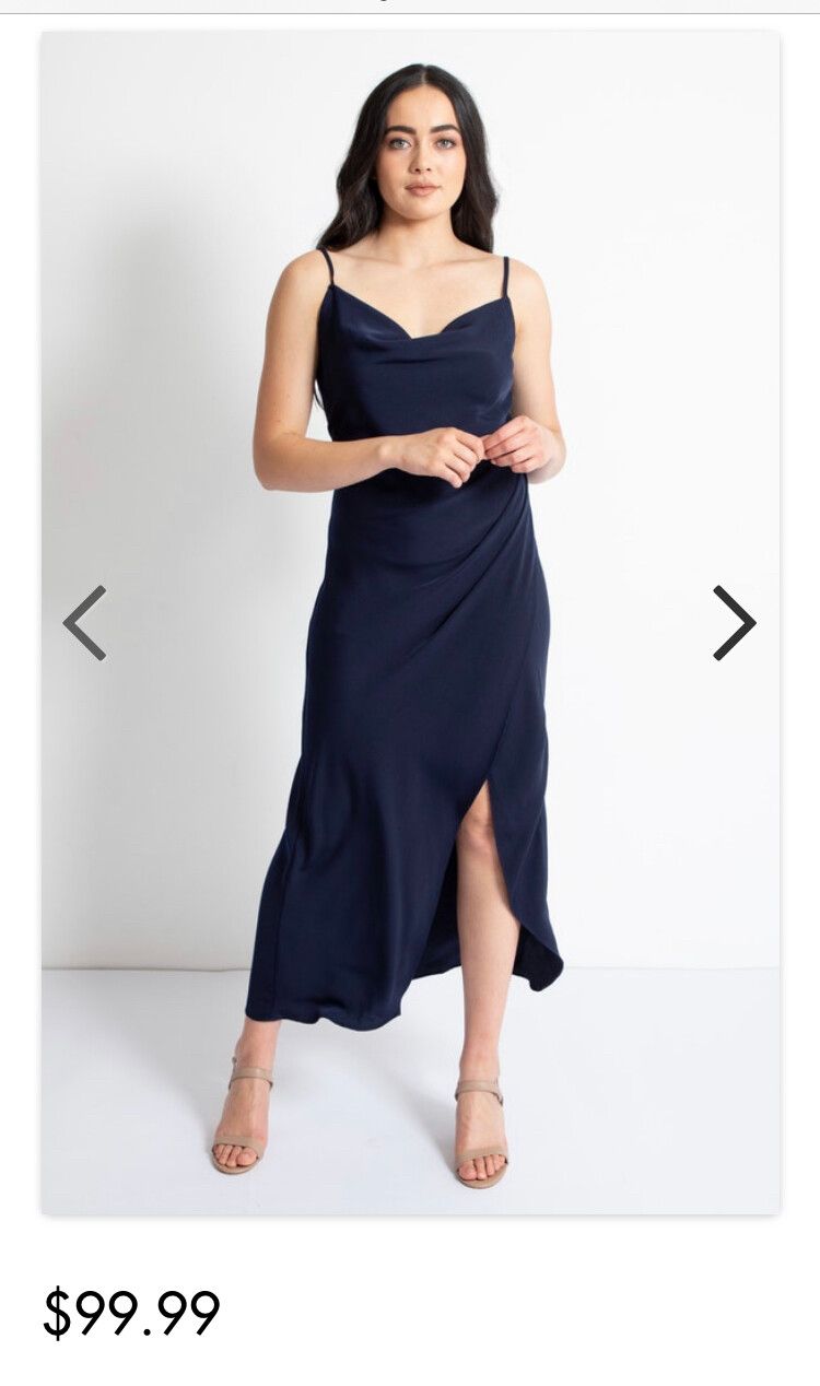 Pagani - Navy Satin Dress on Designer Wardrobe Pagani - Navy Satin Dress on Designer Wardrobe