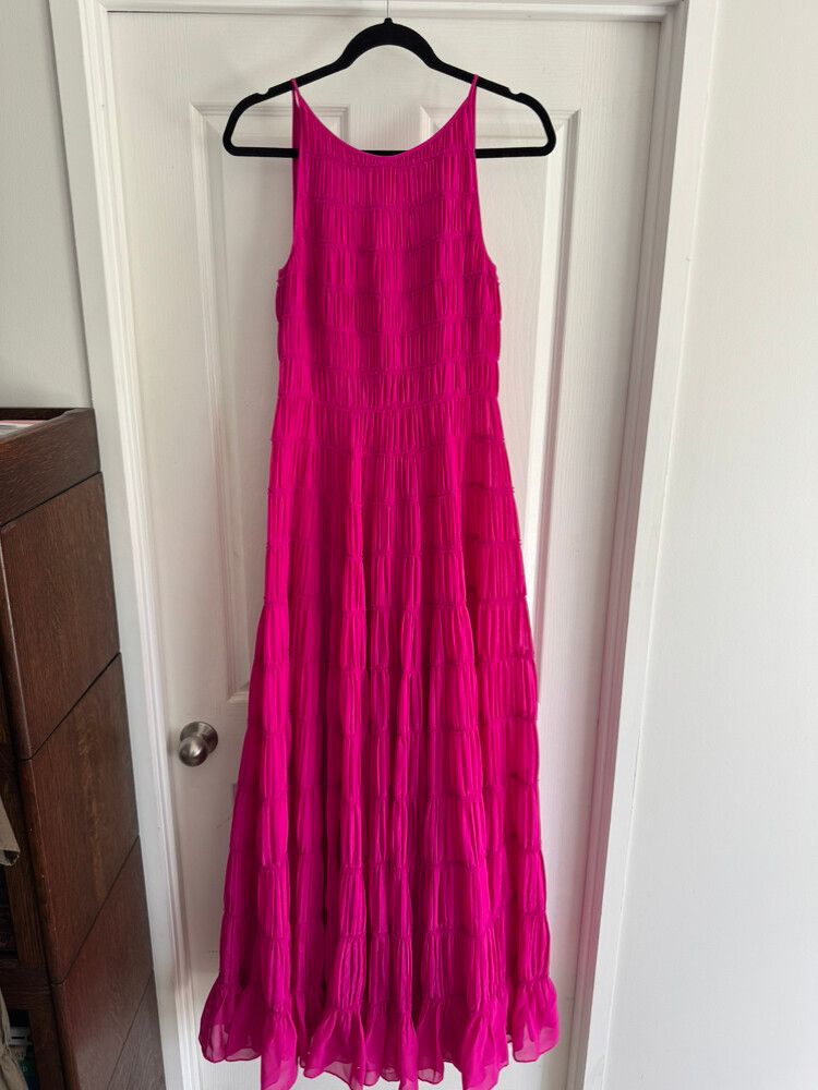 chinese dress ladies RENT Aje Rosewood Ruched-Chiffon Maxi Dress (RRP 535)