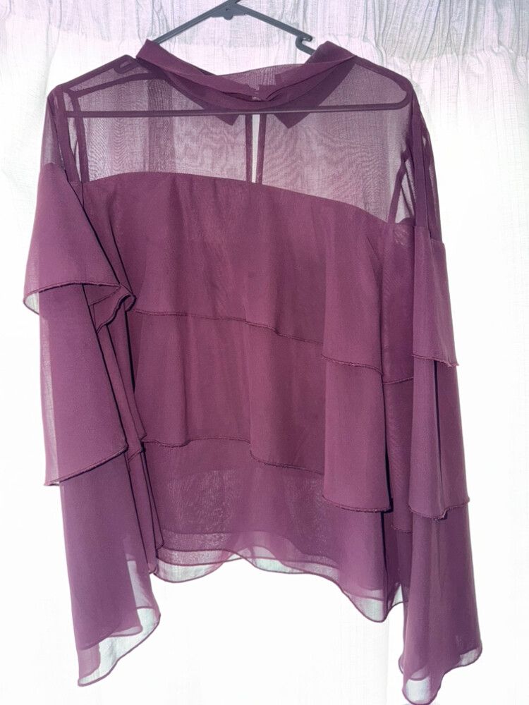 Decjuba Purple Sheer Tiered Blouse