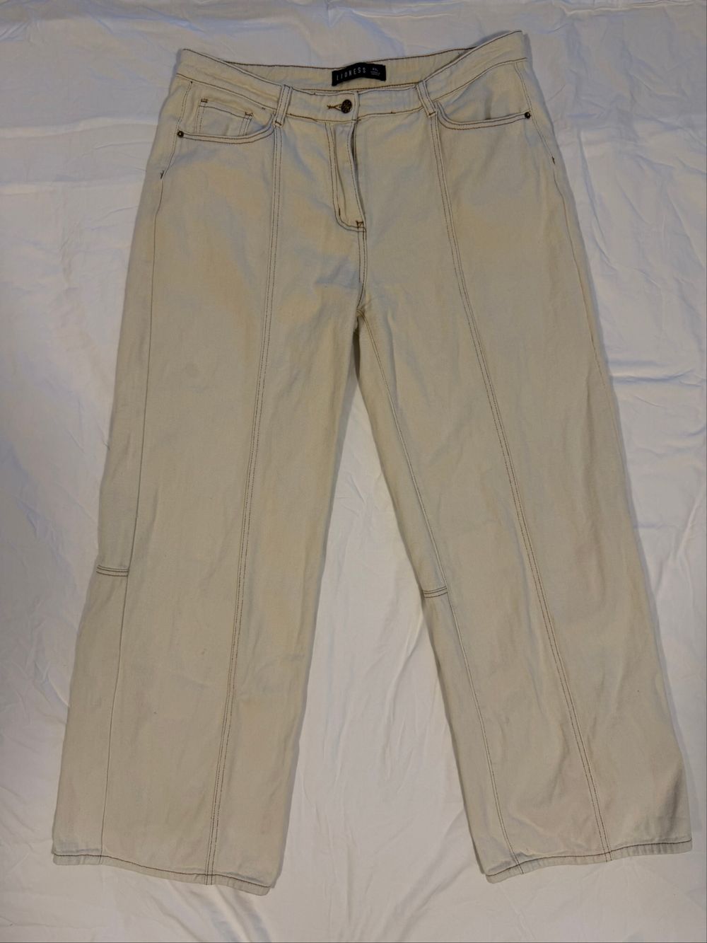 Lioness Beige Wide Leg Jeans