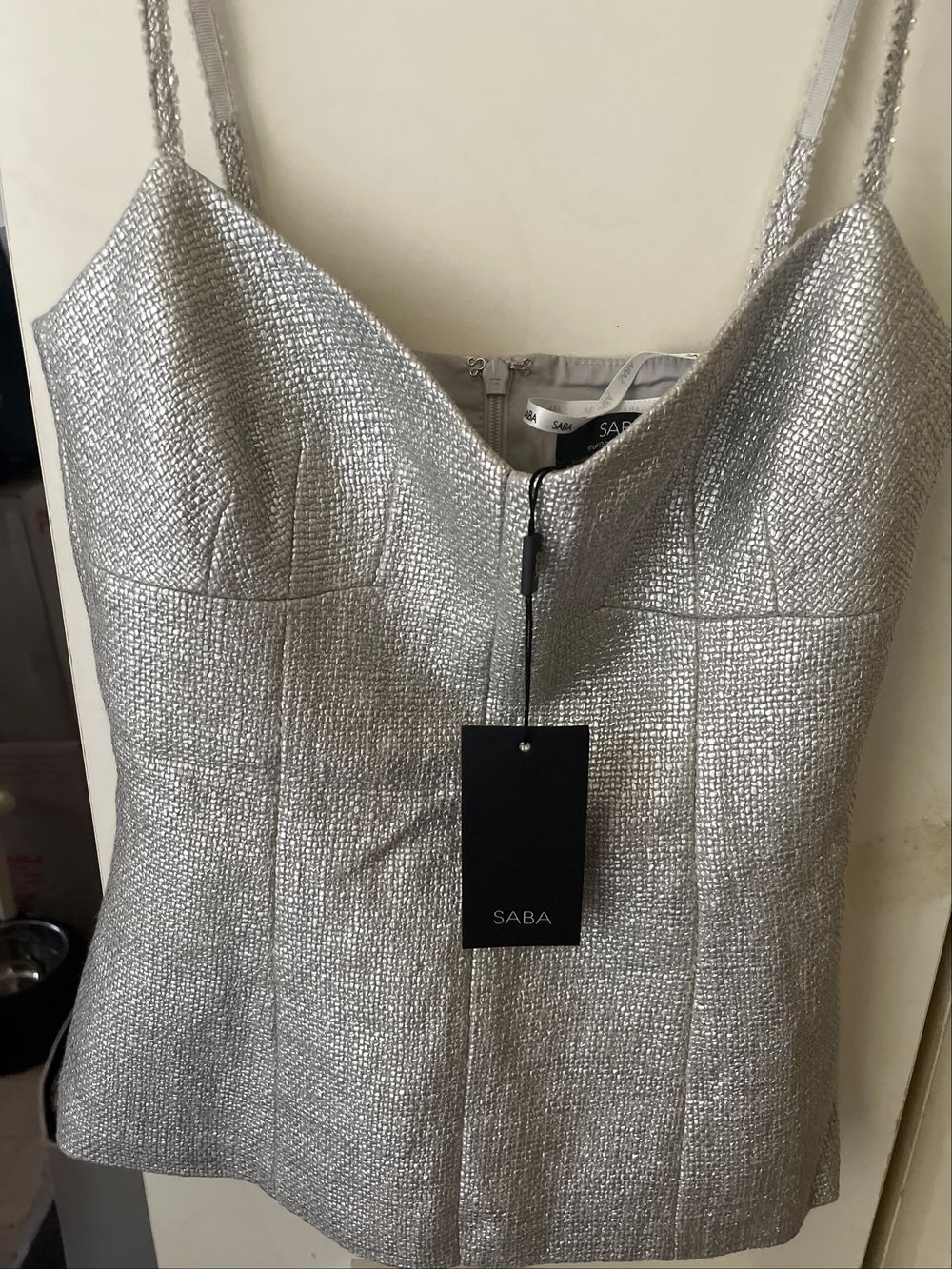 Saba Silver Fitted Bustier Top