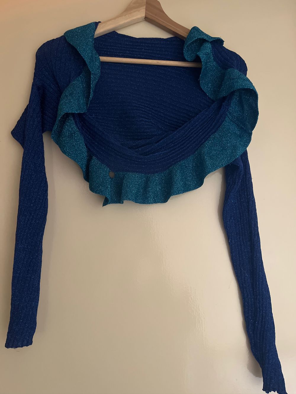 Mimco Lurex Blue Knit Bolero Top With Matching Mimco Bag
