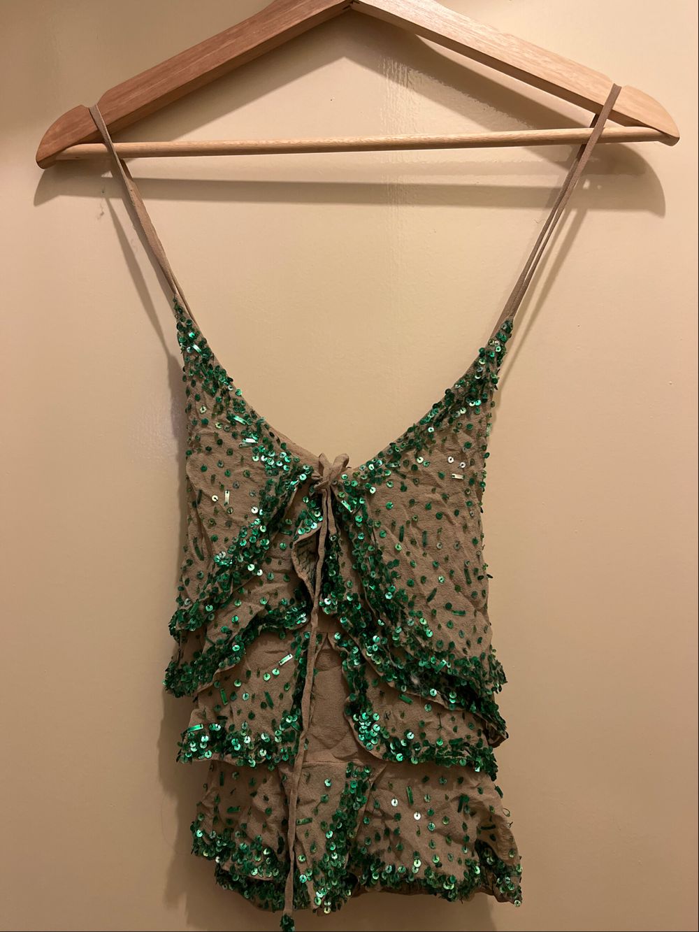 Alannah Hill Silk Sequin Shoe String Straps Top