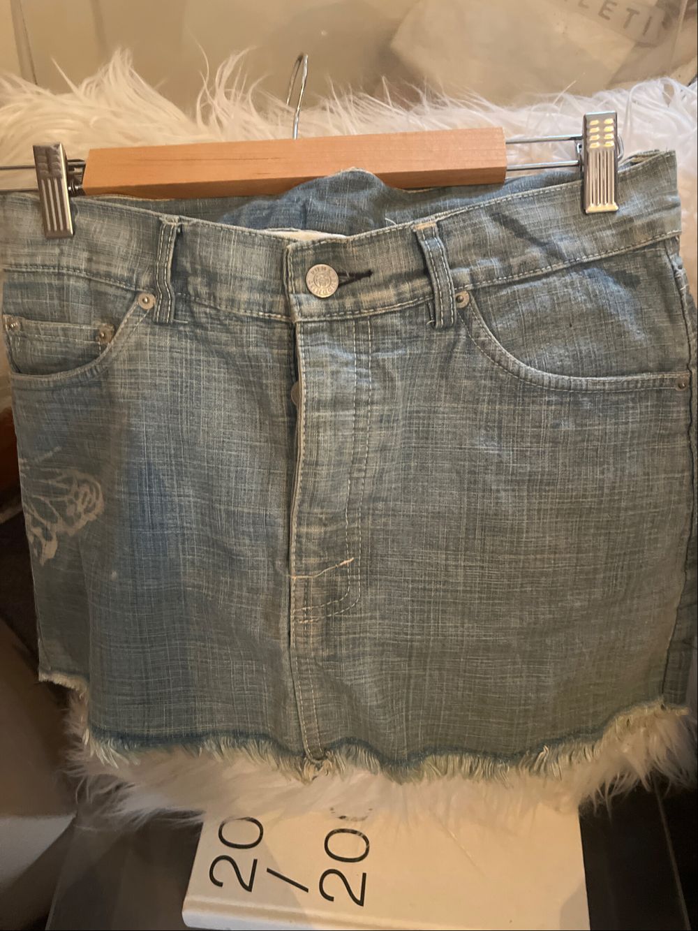 Buddhist punk Low Waist/ Hips Distressed Denim Miniskirt