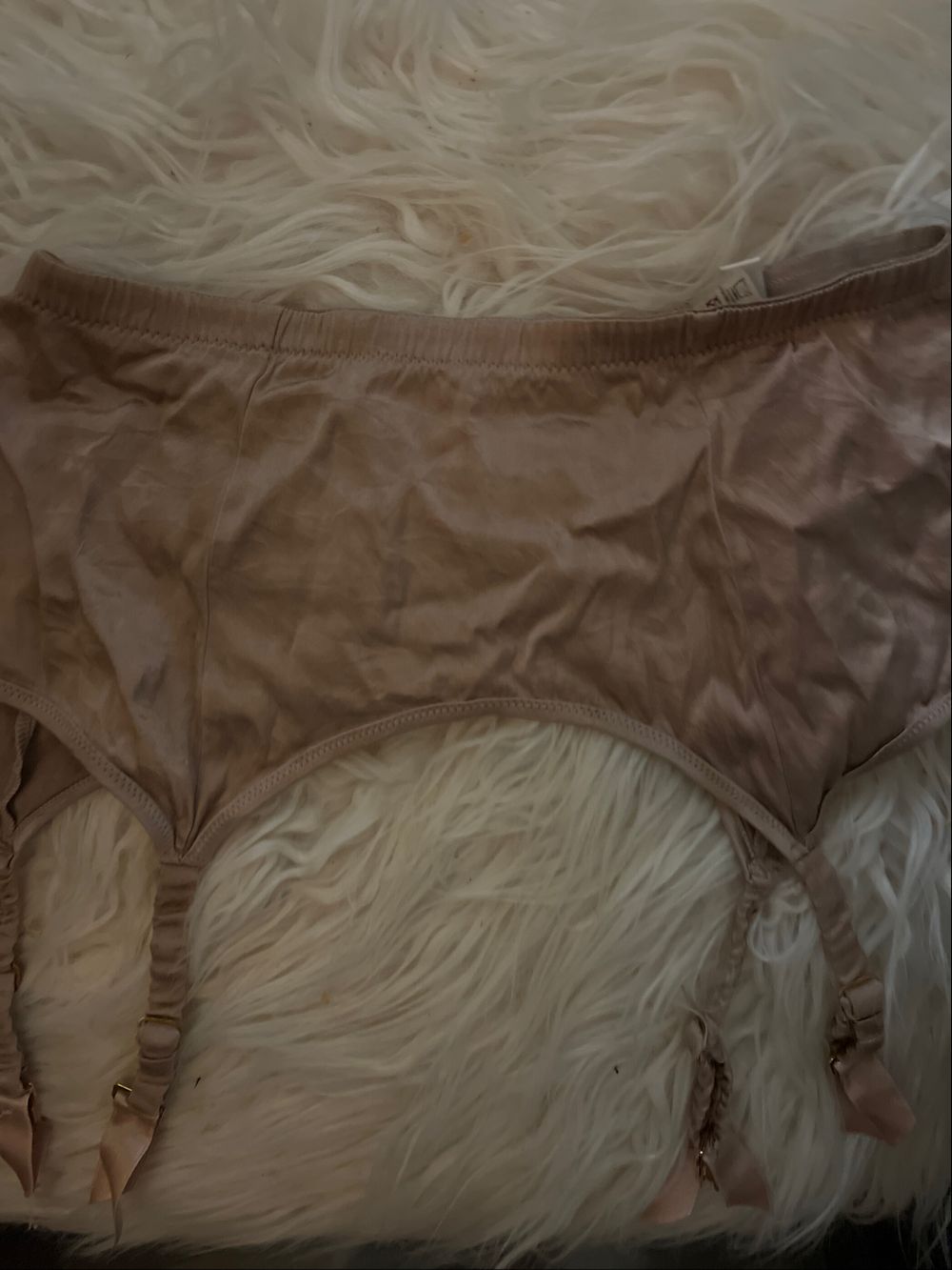Myla London Silk Taupe Suspender Belt With Ribbons