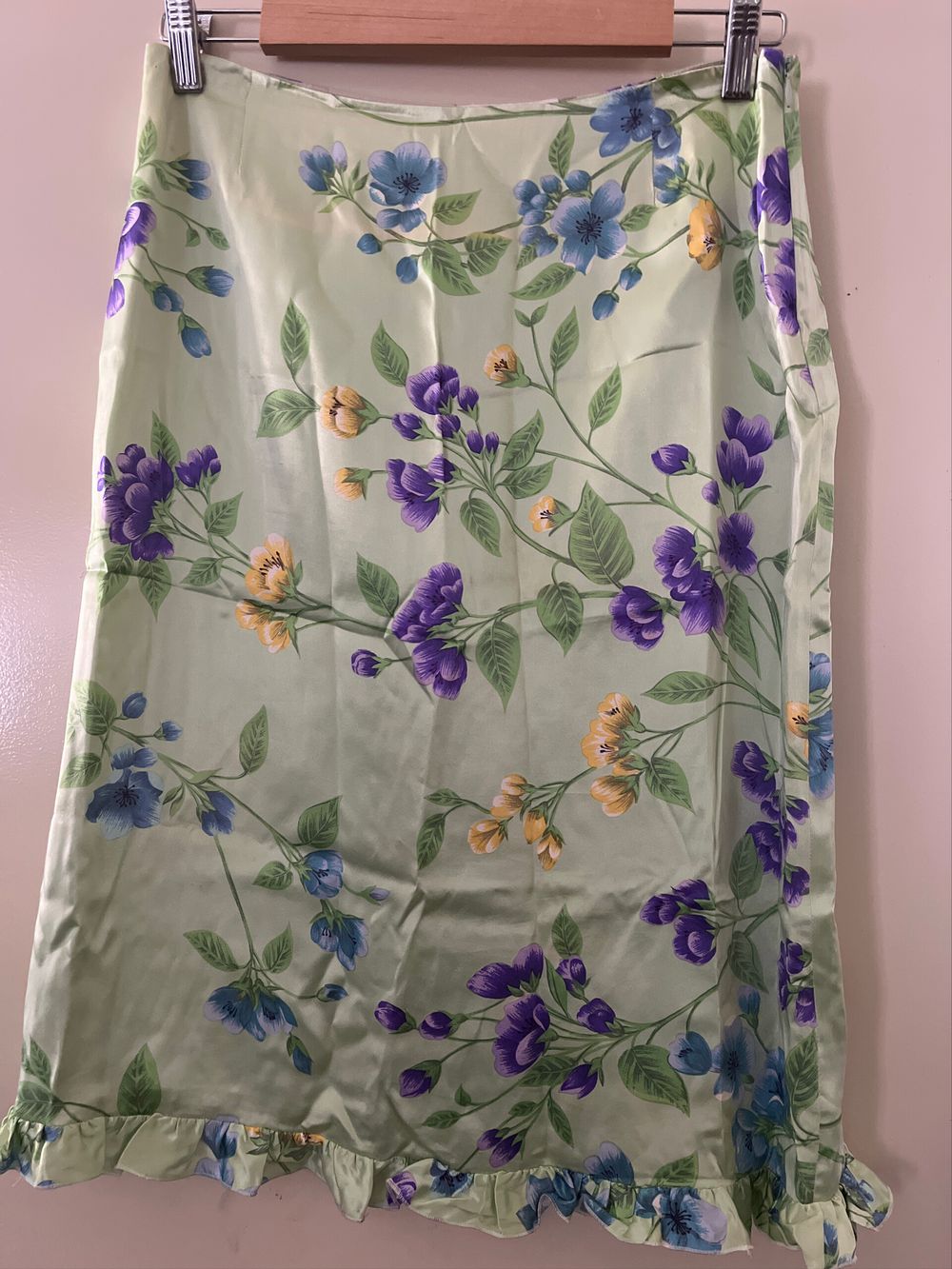 Paul & Joe Paris Green Silk Floral Pattern Skirt With Lining