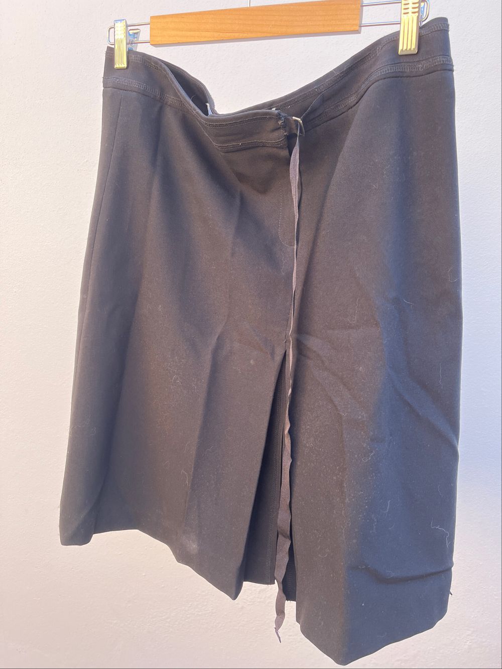 MNG Black Skirt With Short Split ( Front) And Tie Waist Detail Front Zip