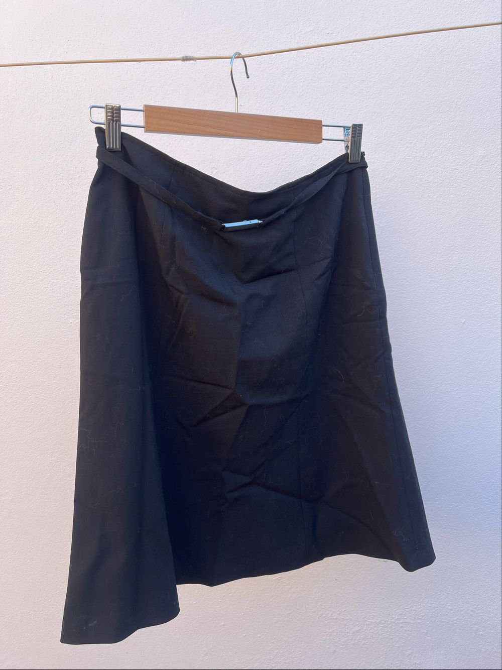 Moschino Jeans Black Lined Skirt With Moschino Metal Clasp Logo Belt Detail