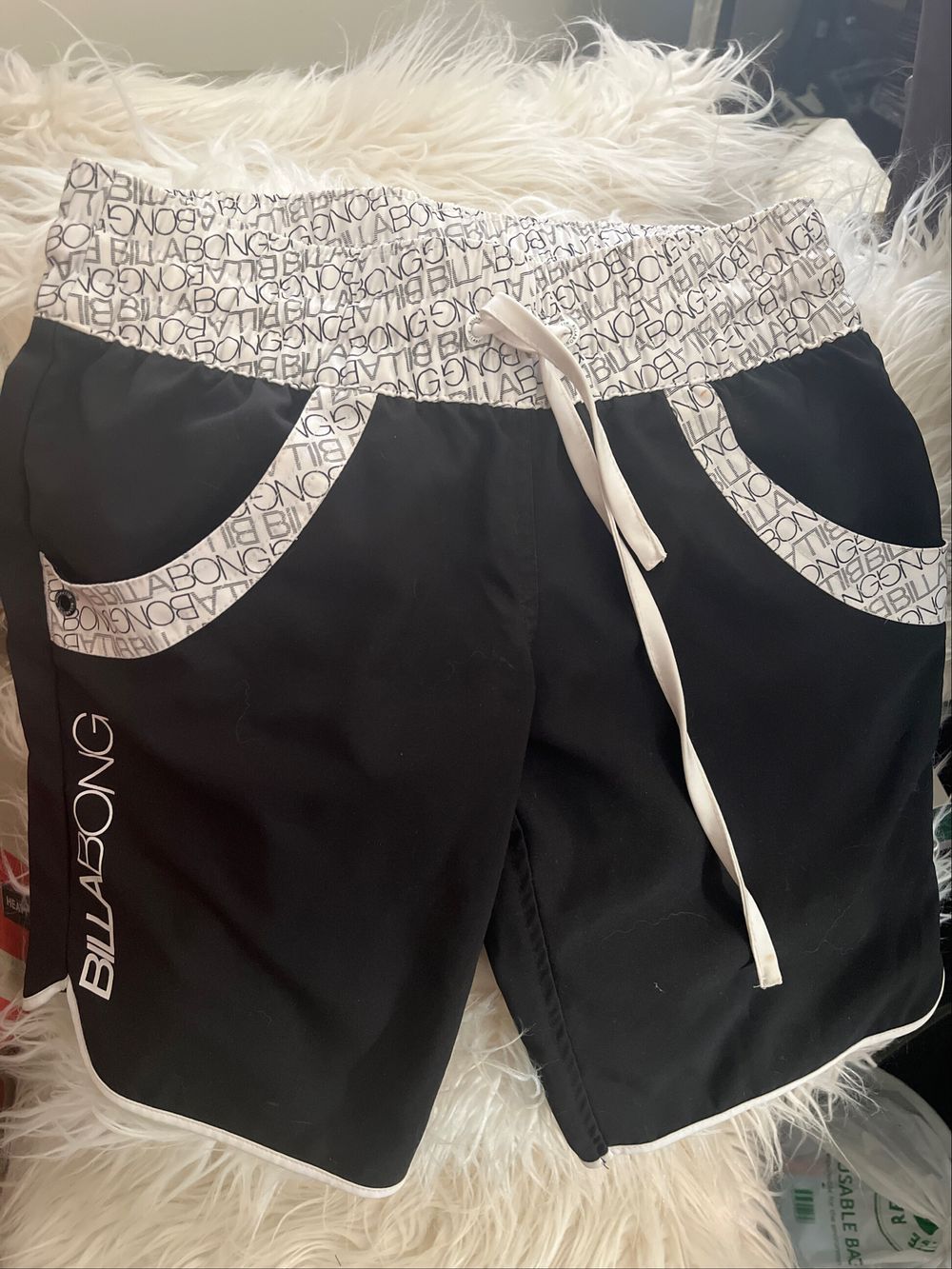 Billabong Women’s Long Board Shorts Black & White With Logo