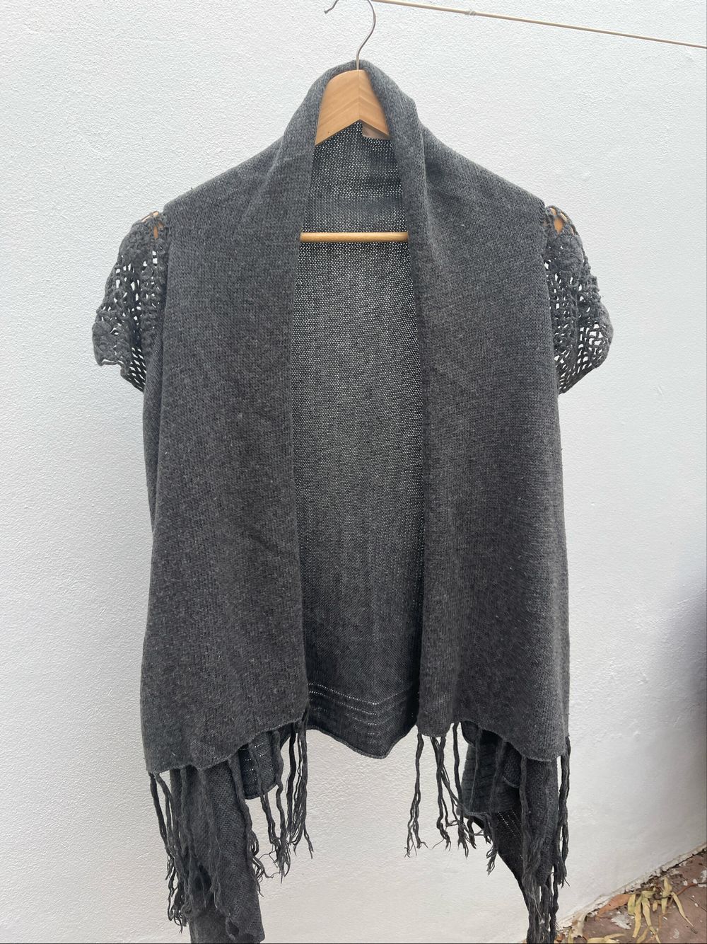 Lolitta Grey Knit Cap sleeves Wrap/ Long Cardi