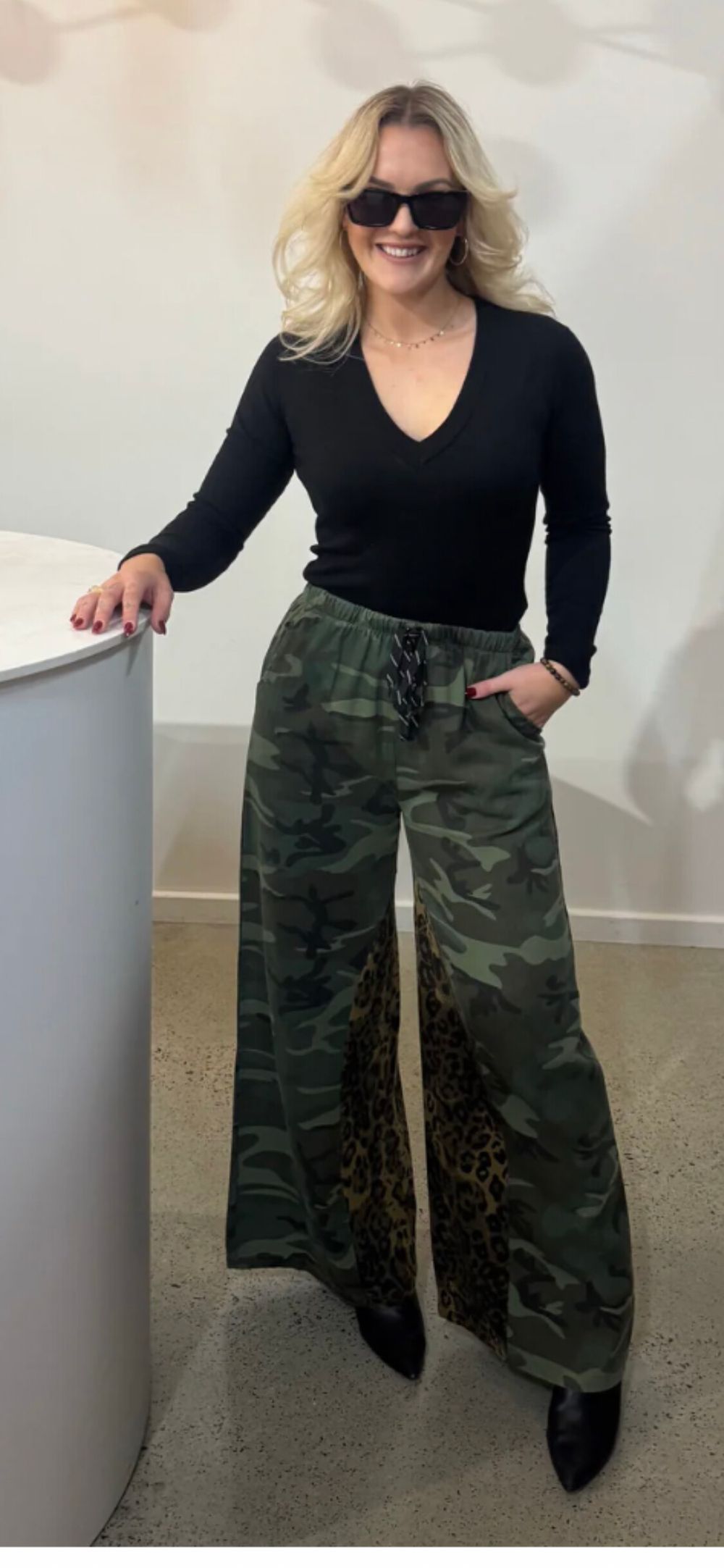 Lilly & Ty Green Camo Wide Leg Pants