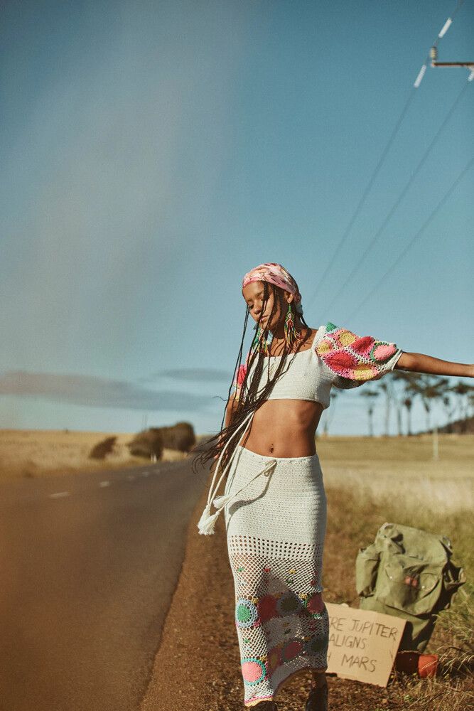 Spell & The Gypsy Let The Sunshine In Crochet Maxi Skirt Rainbow Boho AU S US 4