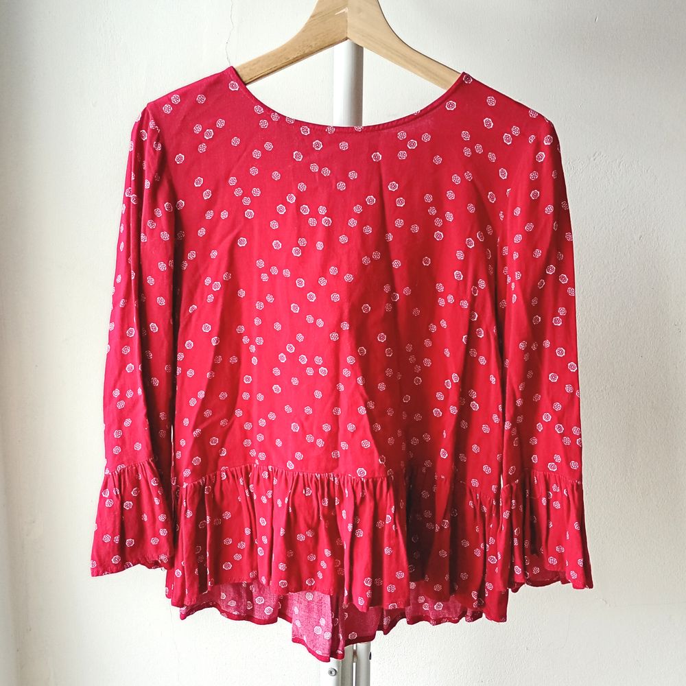 Atmos&Here Red Floral Top Size 10