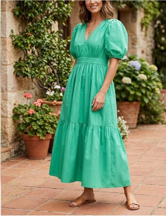 SEED HERITAGE Puff Sleeves Maxi Tiered Dress XS,S As New – RRP $190