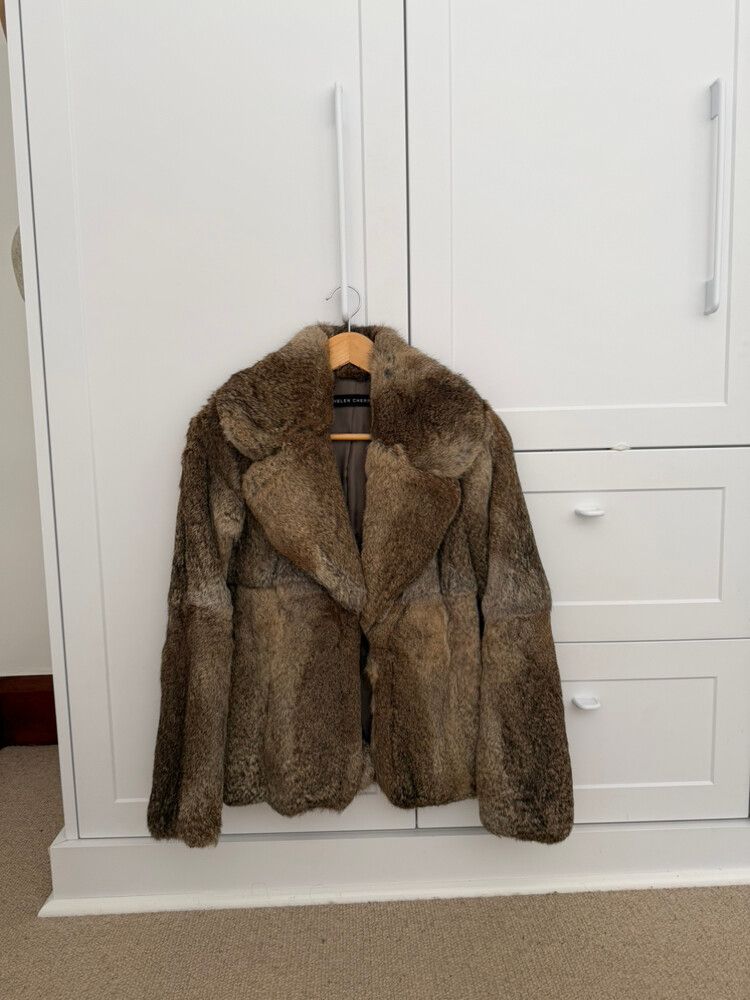 Helen Cherry Brown rabbit Fur Jacket