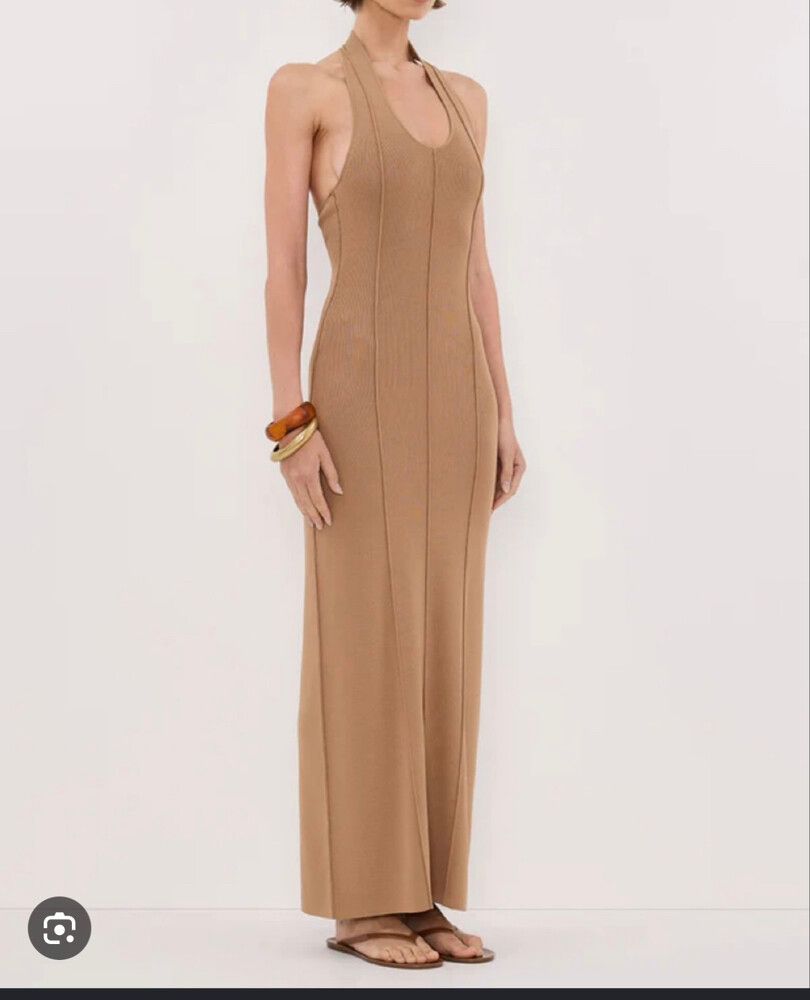 brand new DISSH Tan Halter Maxi Dress