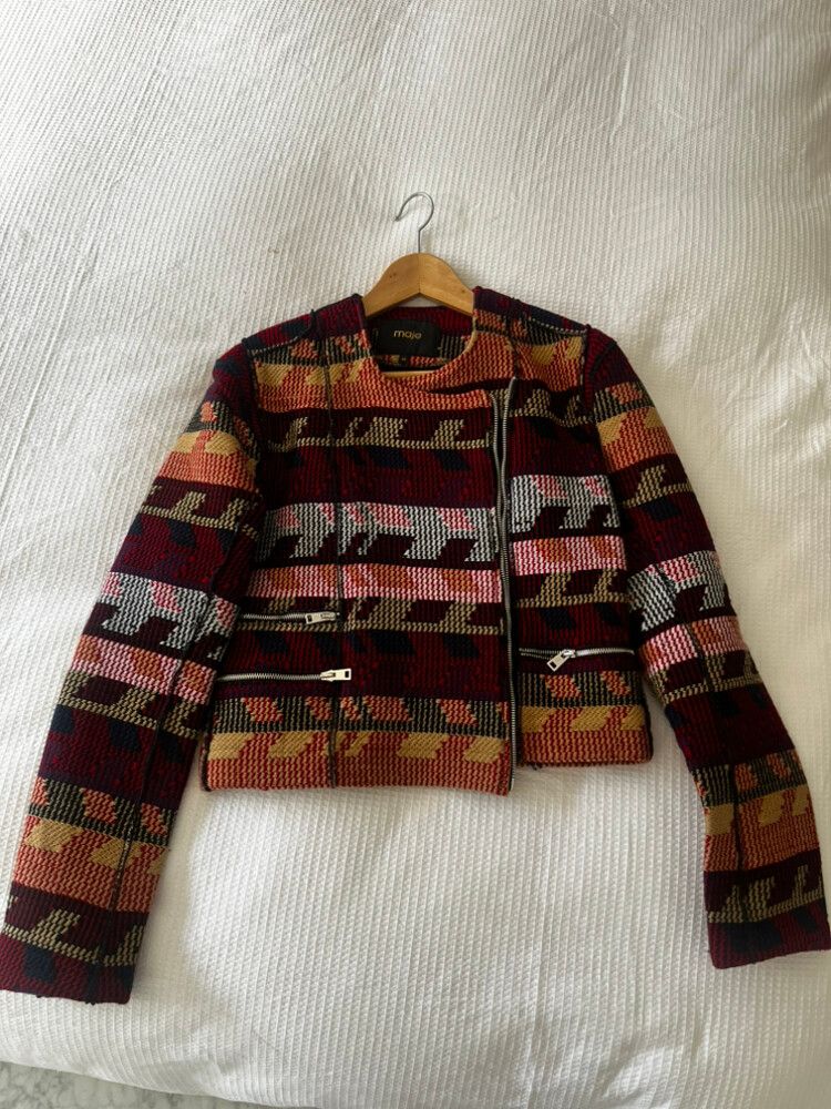 MAJE PARIS Women's Vanda Jacquard Moto Jacket