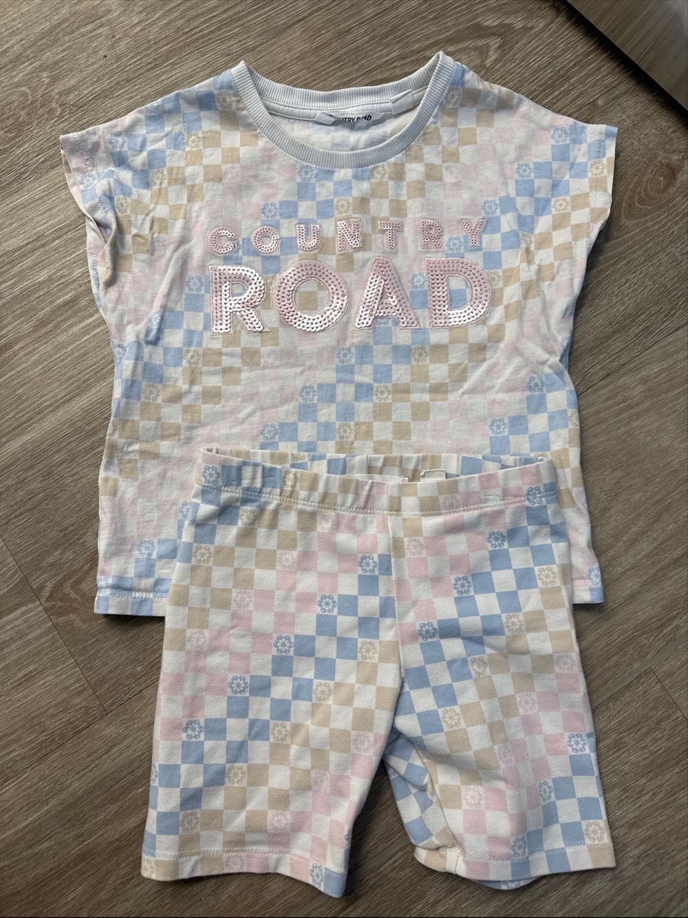Country Road Kids Pink Blue Checkered Set