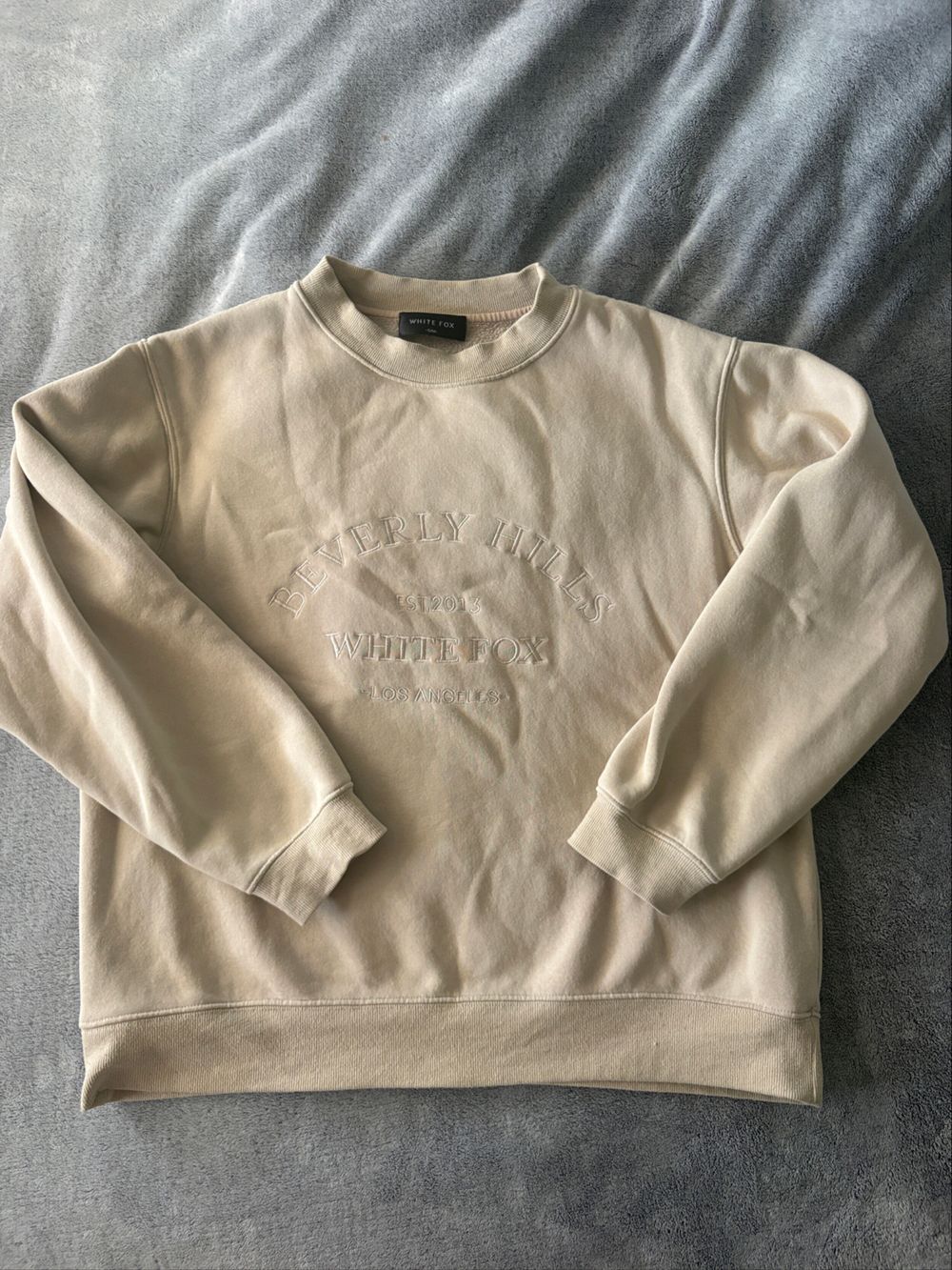 White Fox Beige Embroidered Sweatshirt
