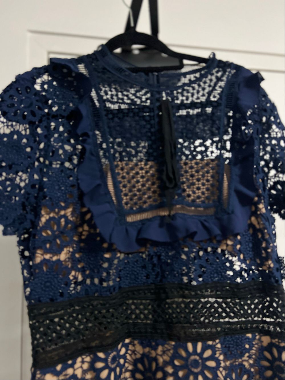 Self-Portrait Navy Lace Mini Dress