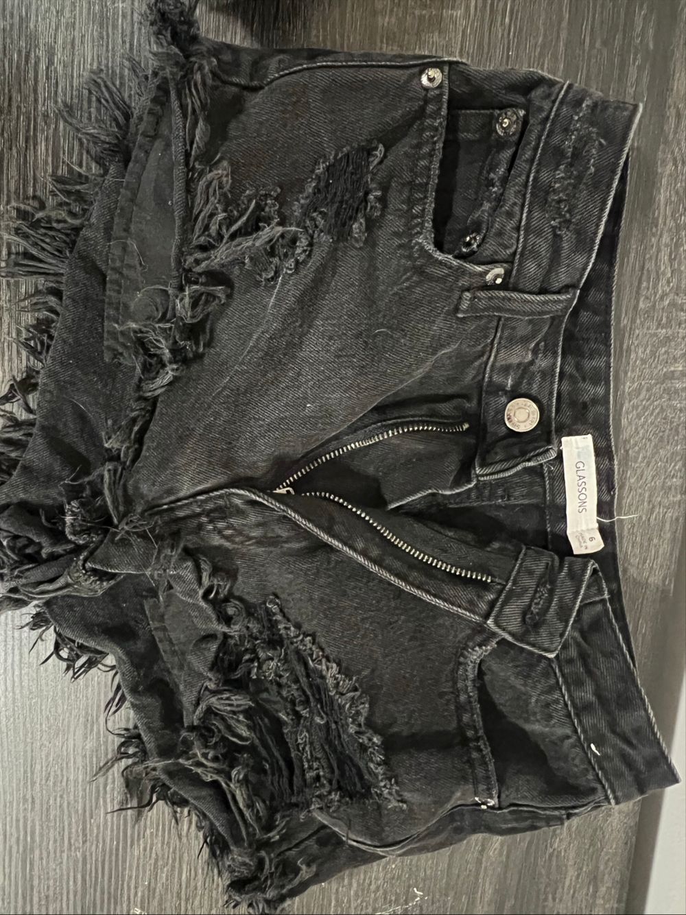 Glassons Black Distressed Denim Shorts