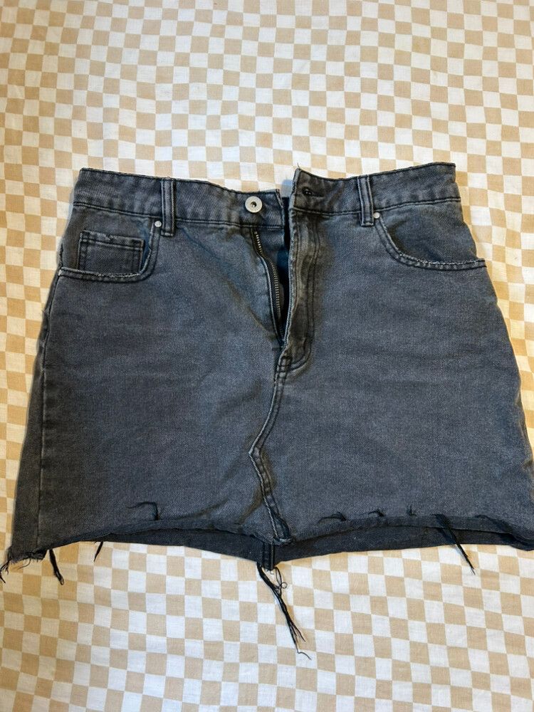 black denim mini skirt