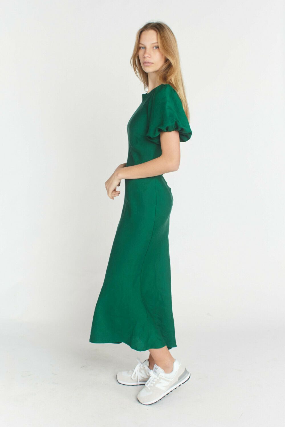 linen flared dress White Linen Square-Neck Fit & Flare Dress main image 0