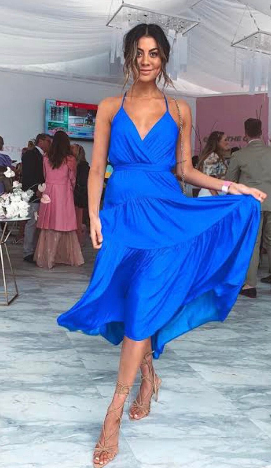 Sheike - Sheike Blue Tiered Dress on Designer Wardrobe