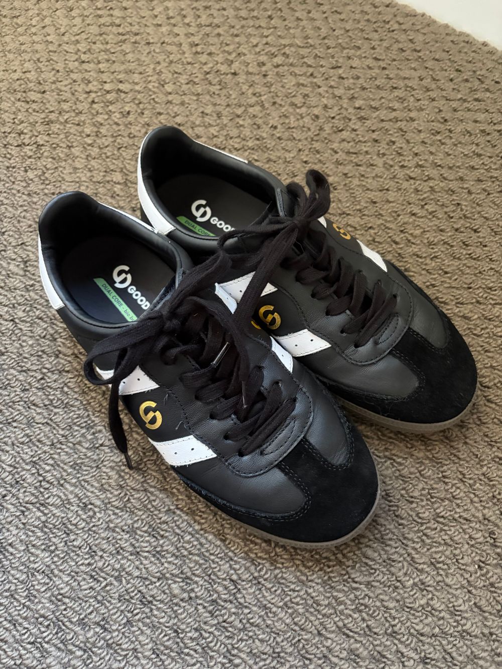 Goodsole Black and White Leather Sneakers