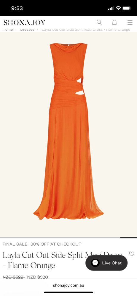 Layla Cut Out Side Split Maxi Dress Sz 6