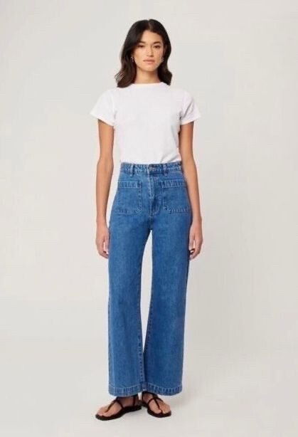 Rolla's Blue High Rise Wide Leg Jeans