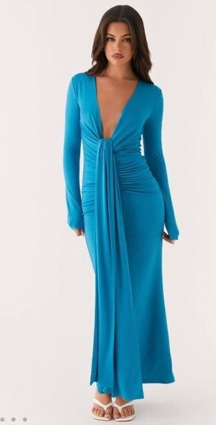 Long Sleeve Blue Maxi Dress