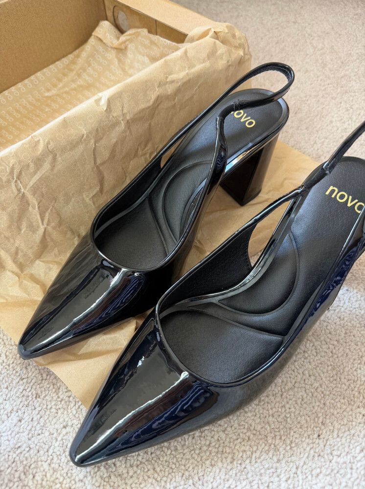 Novo Black Patent Heels 38