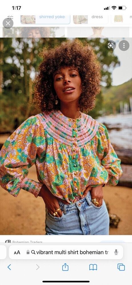 Bohemian Traders Multicolour Floral Shirred Yoke Blouse