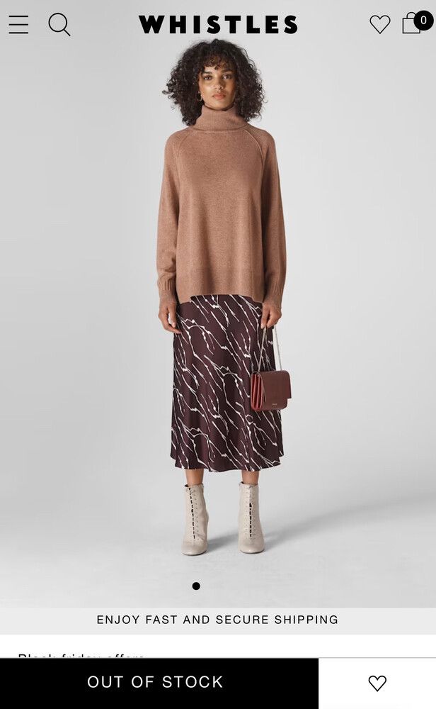 Whistles Pale Pink 100% Cashmere Roll Neck Sweater