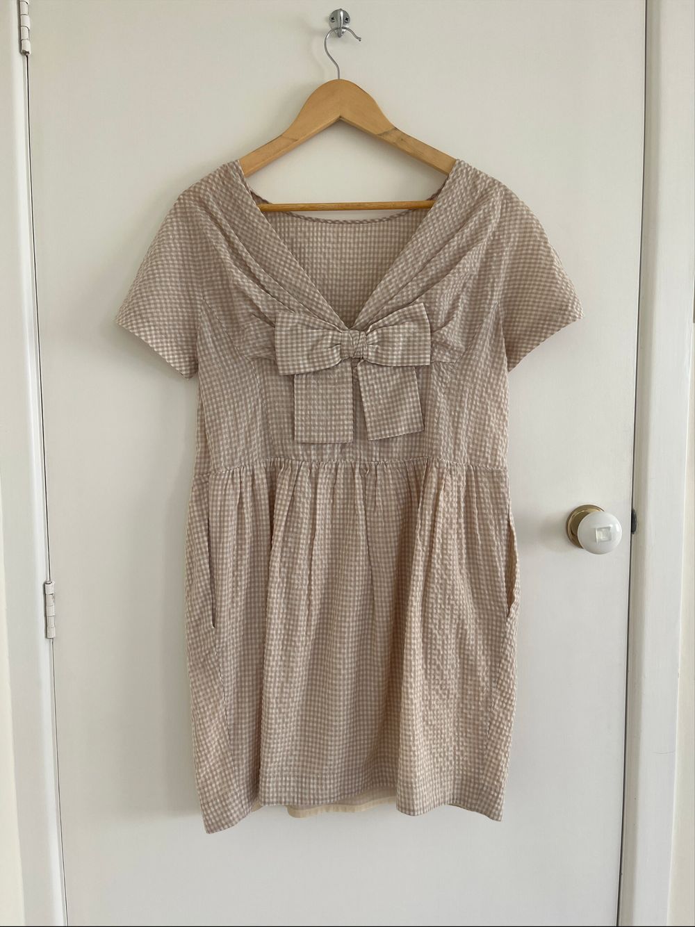 Karen Walker Beige Gingham Dress