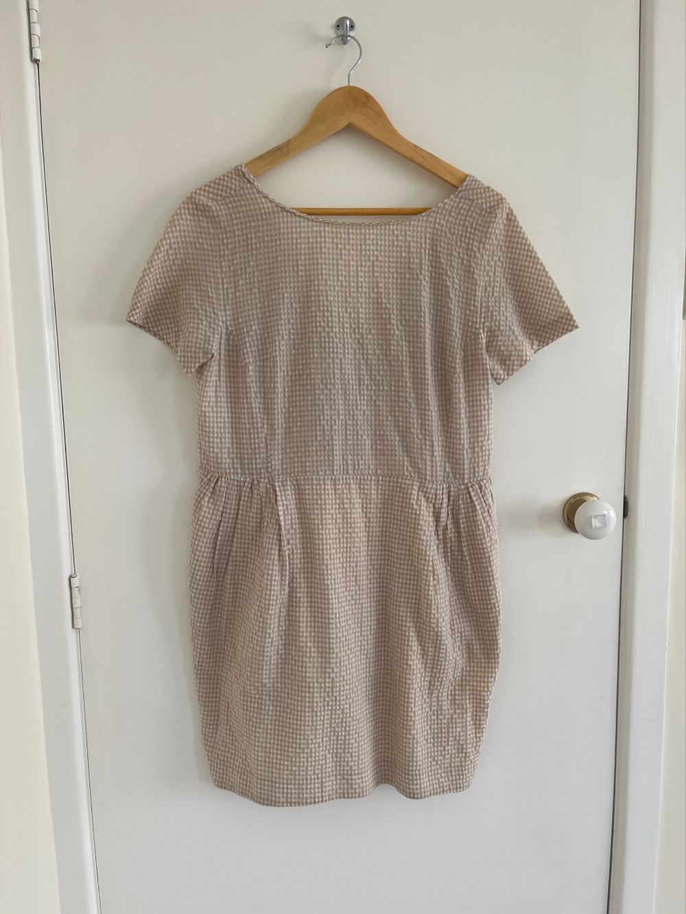 Karen Walker Beige Gingham Dress