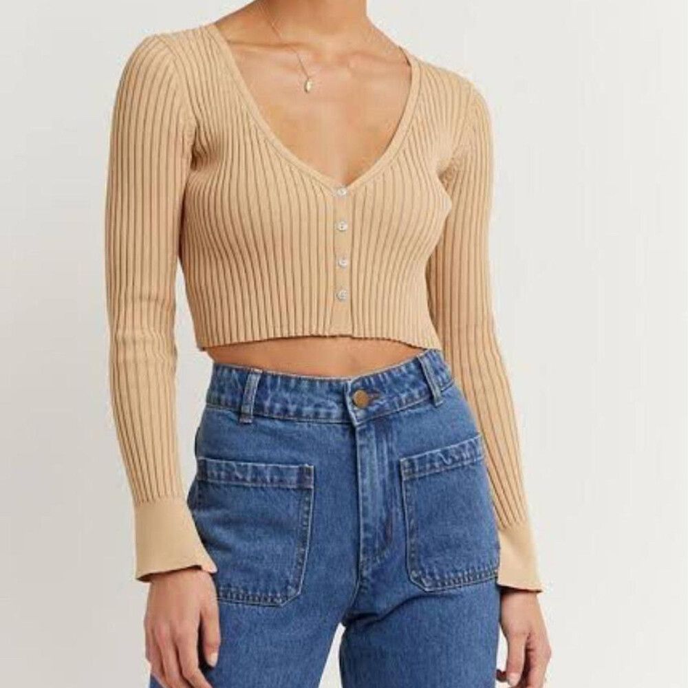 Dissh KNIT CARDIGAN in tan