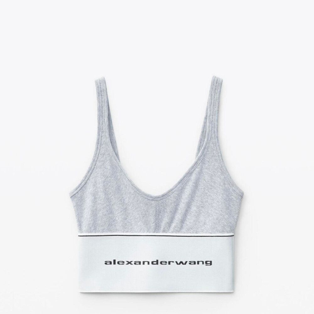 Alexander wang LOGO ELASTIC BRA IN RIBBED