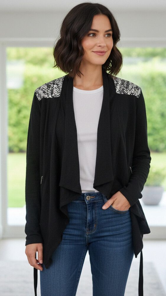 Sabine Black And White Knit Cardi