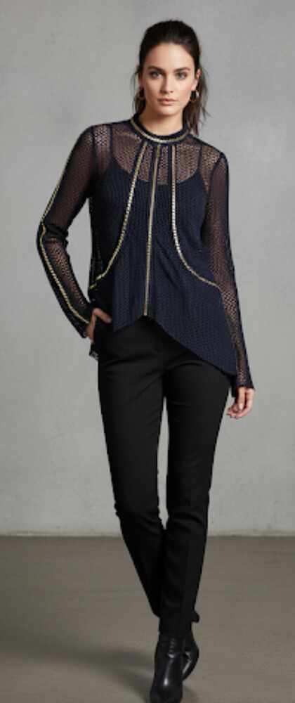 Sass & Bide Fiesta Barcelona Navy Gold Embellished Top