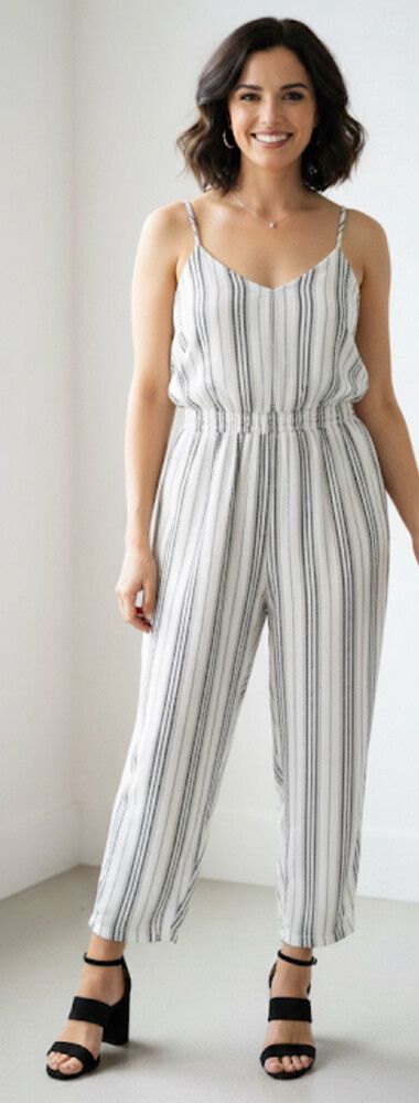 Tempt Australia Black and White Striped Jumpsuit Size 12