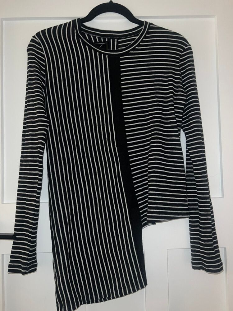 Taylor Designer Black & White Long Sleeve Top Size Small