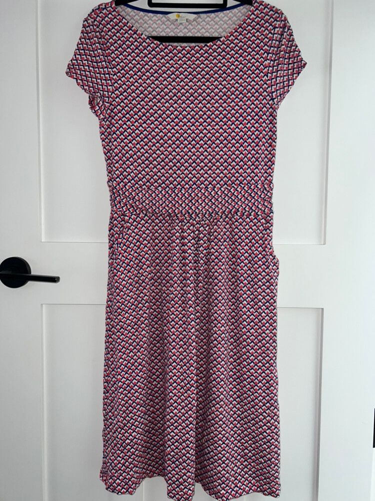 Boden French Designer Printed Short Sleeve Dress
