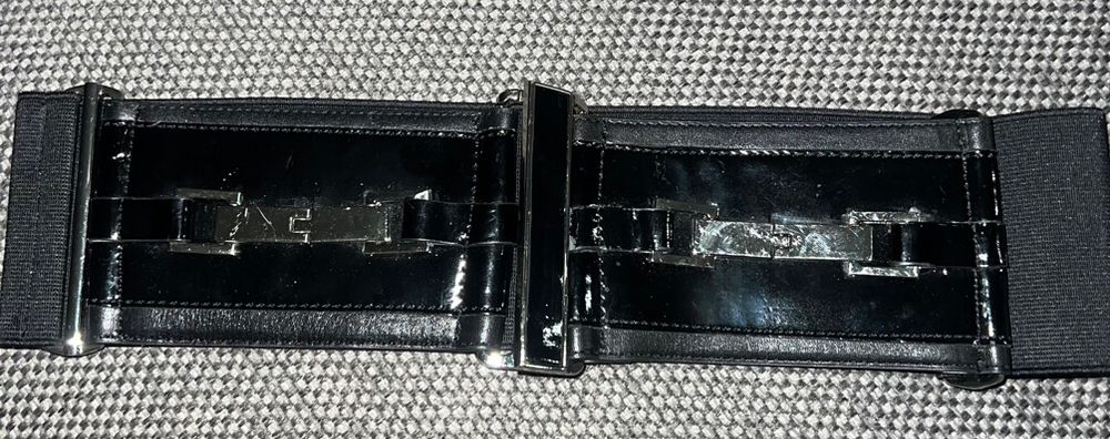 Cue Australia Black Leather Patent Belt Size Medium