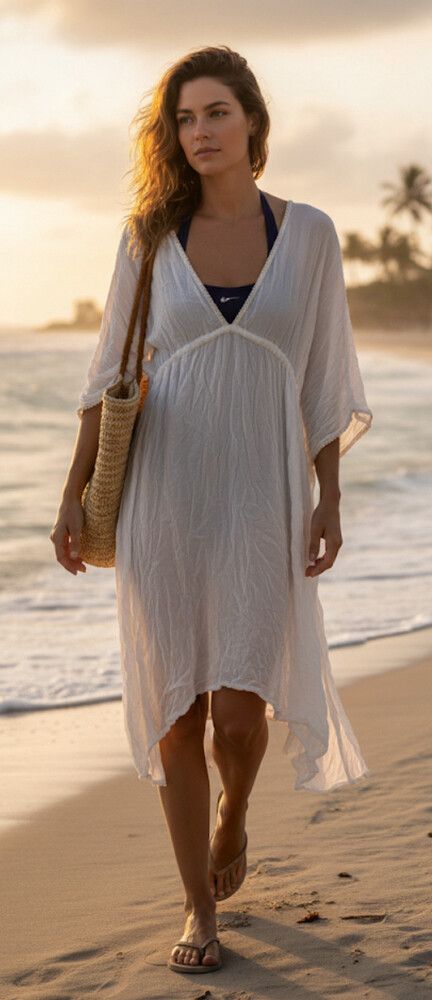 La Madu Designer White Sequin Beaded Trim Dress Size 10